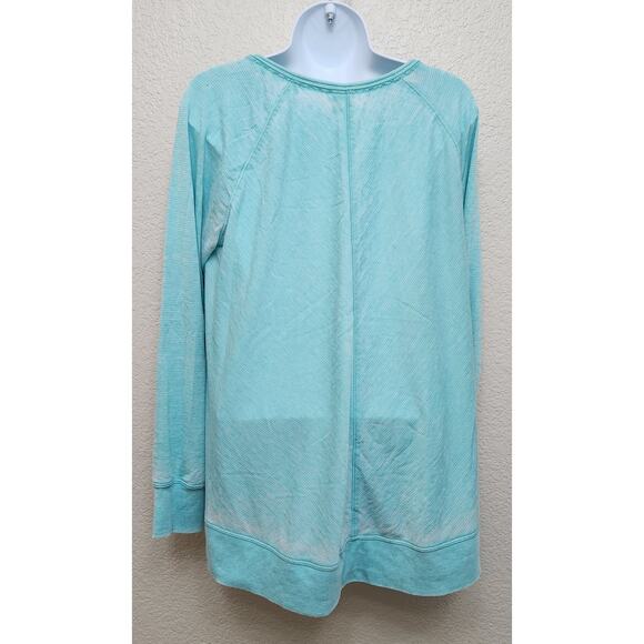Green Tea Teal Burnout Long Sleeve Hi Low Top Large Lightweight Soft Comfy - Picture 4 of 6